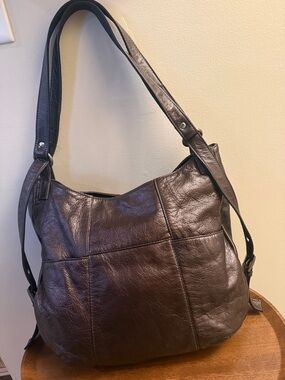 Sophia Visconti Chocolate Brown Leather Shoulder Tote